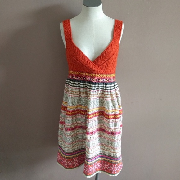 Free People Coachella Orange Knit Embroider Dress - Picture 2 of 8